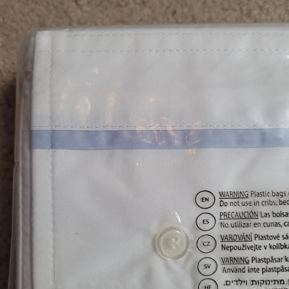 Ralph Lauren New Organic Cotton Palmer Percale King Flat Sheet White Sky Blue